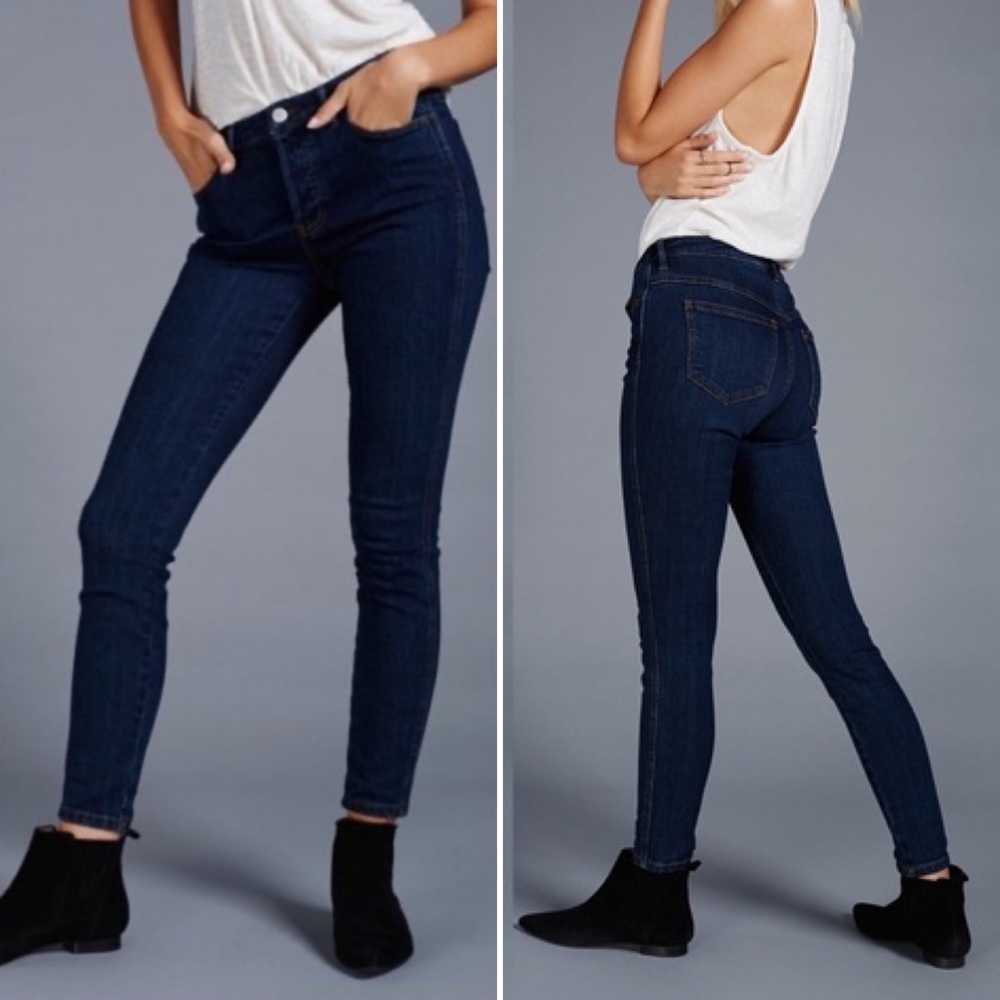 Free People Peyton High Rise Skinny Jeans Hidden Button Fly